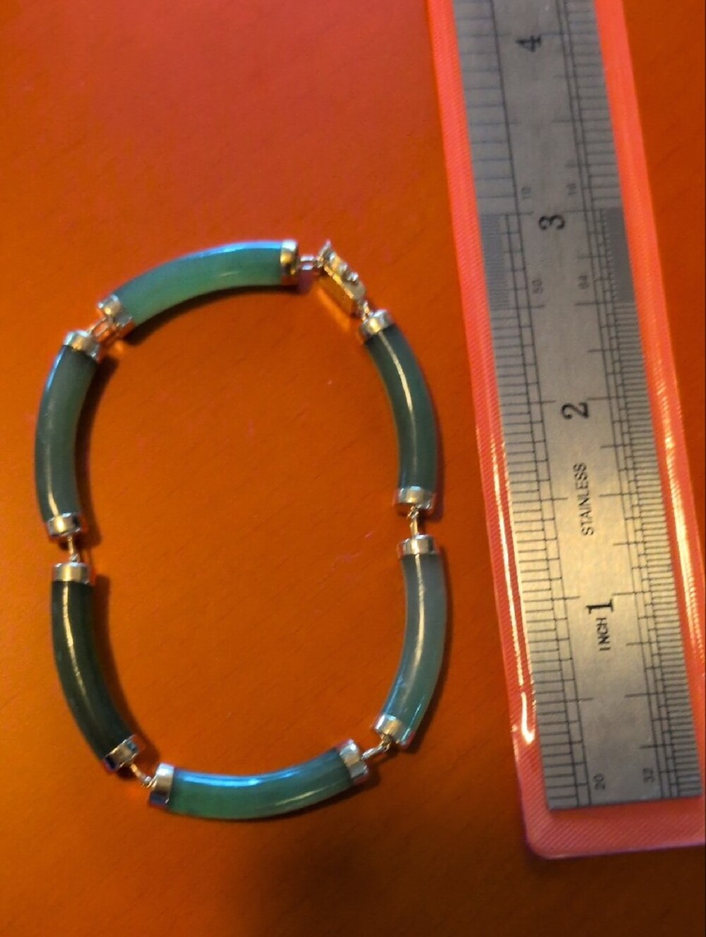Green Jade Bracelet with 14k gold - Picture 6 of 12